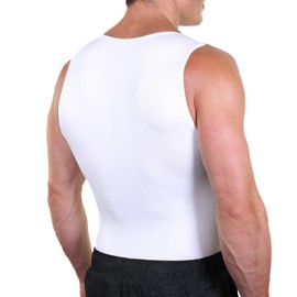 Esteem Apparel EliteSlim Men's Compression Shirt to Hide Gynecomastia Abs Chest Stomach Slimming Shapewear (White, 3XL-Large)