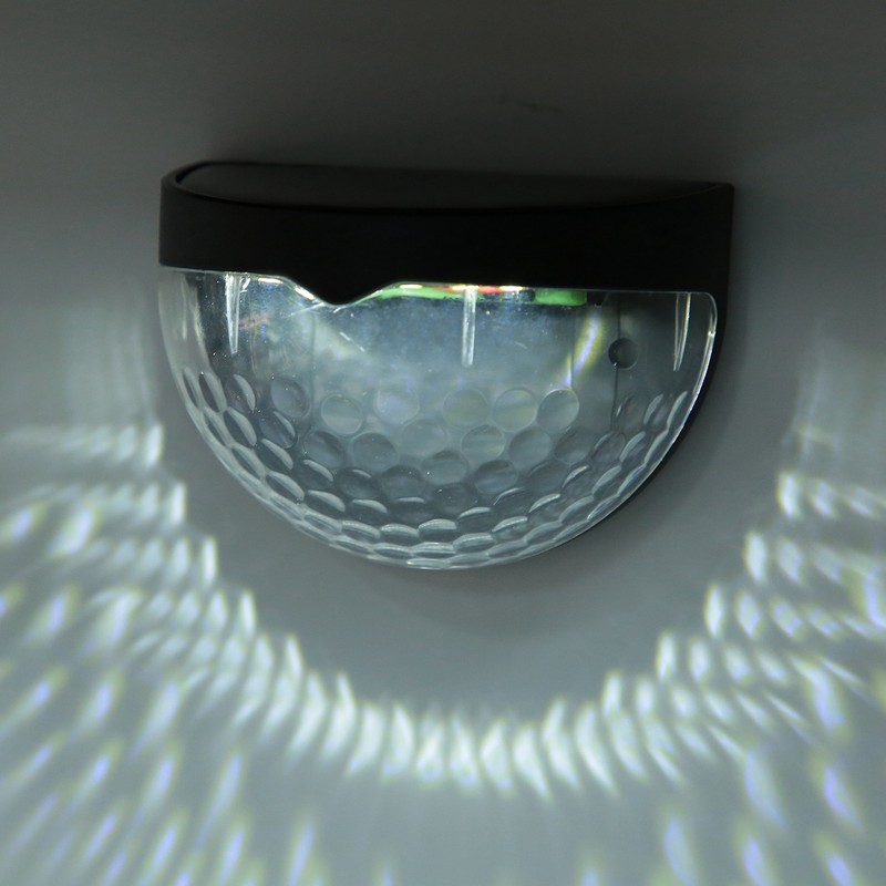 4Pcs Outdoor Waterproof Semicircle 6LED Solar Power Wall Lamp Black
