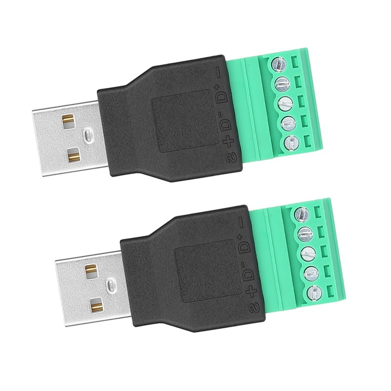 2 PCS Terminal Connector USB Male Plug to 5 Pin