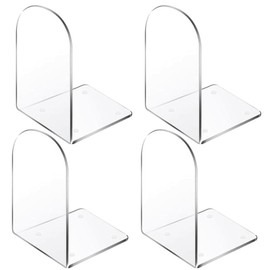 MerryNine Acrylic Bookends, Clear Curved Bookstand, Desktop Invisible Book Dividers (4)