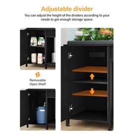 FILKO 40-50 Gallon Fish Tank Stand: Sturdy Aquarium Stand with Storage for 40-50 Gallon Fish Tank - Metal Terrarium Table Cabinet with Power Outlet for Reptile Turtle, 40-50 gallon