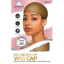 DREAM Deluxe Wig Cap Light Brown 2 pieces (Model: 097 Light Brown), Spandex cap
