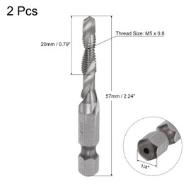 sourcing map 2 Pieces Combined Drill Tap TiAlN Coated Cobalt Spiral Cutting Tool Replacement M5 x 0.8