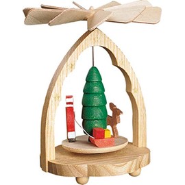 Pinnacle Peak Trading Company Santa and Deer Small German Christmas Pyramid Made in Germany Mini 4.5 inch New