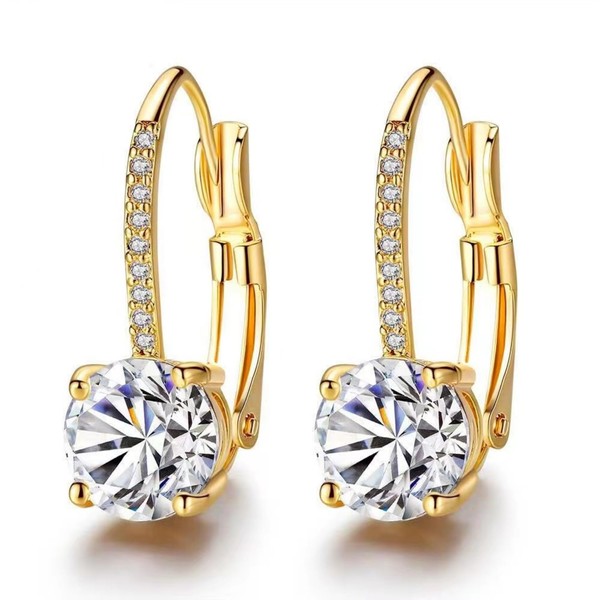 Ladies 1 Carat Diamond Pendant Earrings, Dangle Earrings 18K Gold