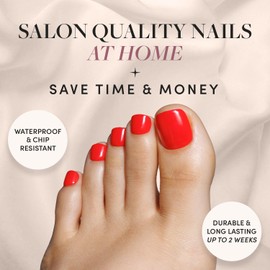 Glamnetic Press On Toenails - Creamer | Neutral Nude and White Ombre Fake Toe Nails with a Glossy Finish | 16 Sizes - 32 Toe Nail Kit with Glue