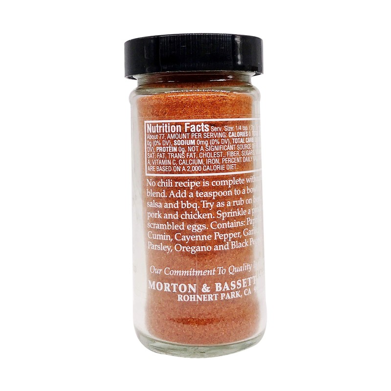Morton & Bassett Chili Powder Seasoning, 1.9oz – Salt-Free, Non-GMO,