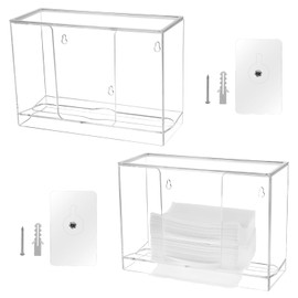 QWORK 2 Pack Paper Towel Dispenser Wall Mount, Clear Acrylic Countertop Paper Towel Dispenser- Fits C/Z/Tri/Multi-Fold Towels