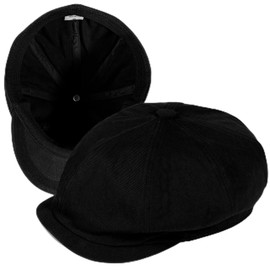 Newsboy Hats for Men Women - Classic 8-Panel Flat Ivy Cabbie Cap, Lightweight for Daily Wear Black