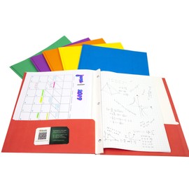 BAZIC 2 Pockets Paper Folder, 3 Metal Prongs Fastener Clips Portfolio, Letter Size Folders for Office Document Papers Organizer, Assorted Color, 100-Pack