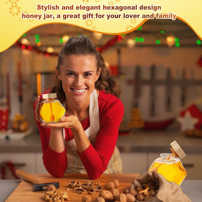 Sunnyray 20 Pcs 220 ml Glass Honey Jars with Dipper