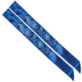 Anderson's Prom Royalty Satin Sashes, Blue with Gold Imprint, Pack of 2, Prom Sashes For Prom Court, High School Dance, Party, Costume, Event