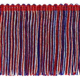 Trims By The Yard 4" Metallic Chainette Fringe Trim, Polyester-Made Decorative Fringe Trim, Versatile Fringes for Costumes, Uniforms, Home Decor, and Party Decorations, 5 Yards, Red/White/Blue
