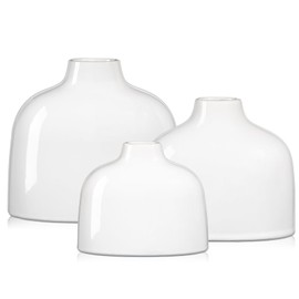 White Ceramic Vase Set of 3 for Modern Home Decor Boho Minimalism Decorative Dried Flower Vase Pampas Flower Vase for Fireplace Bedroom Living Room Bookshelf Mantel Centerpieces Table Office Desk