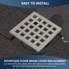 Uni-Green 3-3/4 inch Square Shower Drain Grate - 3.75" Brushed