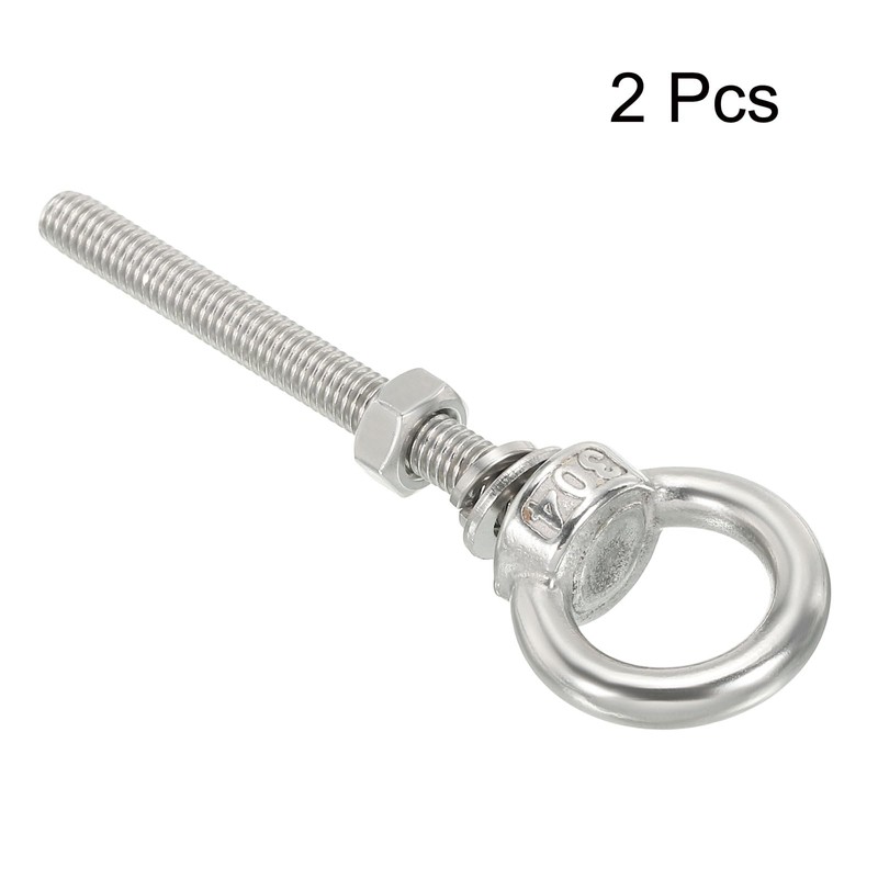 sourcing map M6 1/4"x1.97" Stainless Steel Eye Bolts Threaded Screw