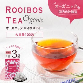 Tea Tsumi-no-Sato Organic Rooibos Tea Bags (0.1 oz (3 g) x 100 Pieces, Caffeine-Free