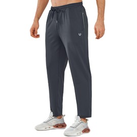 NORTHYARD Men’s Athletic Track Pants Sweatpants with Zipper Pockets Workout Gym Jogger Pants Open Bottom Darkgrey 3XL