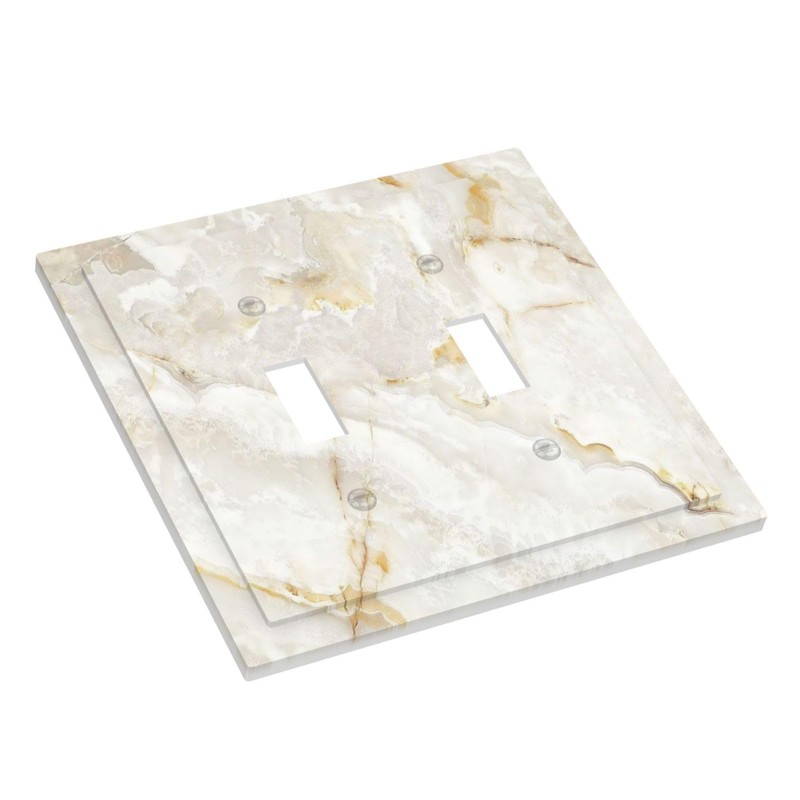 ybclf White Gold Marble Light Switch Cover 2 Gang Double