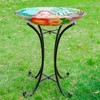 VCUTEKA 18" Outdoor Glass Birdbath with Sturdy Metal Stand for
