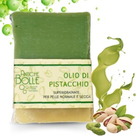 Antiche Bolle - Bronte Natural Solid Soap with Olive Oil and Pistachio - Hand Soap for Face and Body, Moisturising, Nourishing and Revitalising for Dry, Normal and