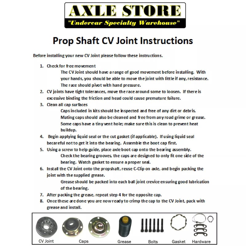 DTA 4WD Prop Shaft Driveshaft Front & Rear Joint Repair