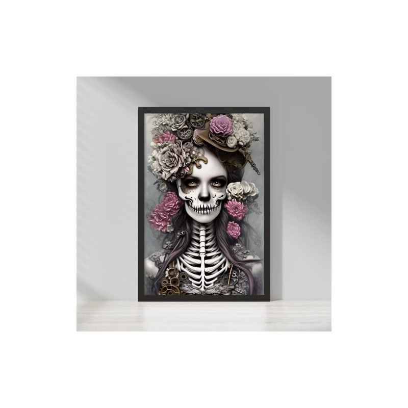 Floral Gothic Dark Wall Art Framed Print Makes a Perfect