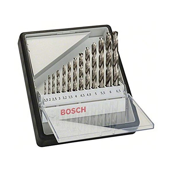 Bosch Professional 13 pcs. HSS-G Metal Drill Bit Set (for metal, Ã 1,5-6,5 mm, Robust Line, Accessory Drill Driver)