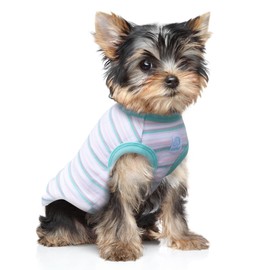 SZAT PRO Striped Teacup Pet Dog T-Shirts, 100% Cotton Tank Vest for Small Dogs and Cats, Sleeveless Puppy Clothes for Chihuahua Yorkie Green, 3X-Small