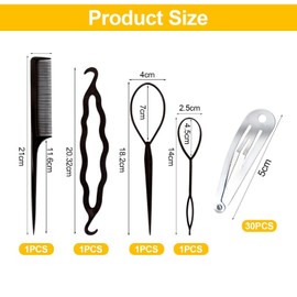 Pack of 30 silver hair clips and 4 black curlers, fashionable and simple hair clips, metal hair clips, hair styling tools