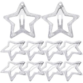 FOMIYES Pinzas Para El Cabello Con Broche De Estrella 10 Uds. De Metal Plateado Pasadores Para El Cabello Con Estrellas Huecas Pasadores Para El Cabello Con Purpurina Accesorios Para