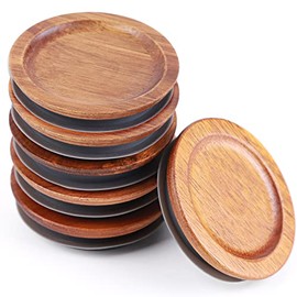 6Pack Regular Mouth Mason Jar Lids Acacia Wooden Storage Canning Jar Lids Ball Jars Wooden Lids with Airtight Silicone Seal, Brown