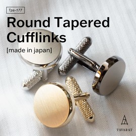 [TAVARAT] Cufflinks for Men classic round shape (black silver)