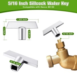Enhon 3 Pack 5/16 in Sillcock Water Key Compatible with Danco 80132, Water Spigot Key, Square Stem Outdoor Faucet Handle Fits 8x8mm Square Broach Shut Off Valve (Extended Length,Silver)