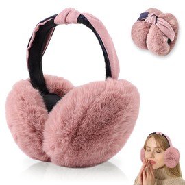 Udbrud Earmuffs, Women's Winter Foldable Plush Warm Ear Warmers Outdoor Cold Protection Comfortable Soft for Daily Wear, Cold Weather, Freesize, pink