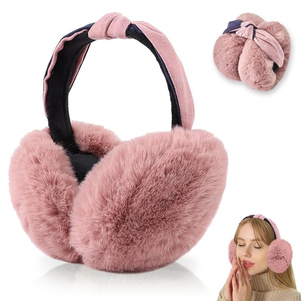 Udbrud Earmuffs, Women's Winter Foldable Plush Warm Ear Warmers Outdoor