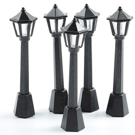 Healifty 4 Pcs Mini Street Light Model Solar Lamp Post Street Lights Microscopic Model Lights for Miniature Dollhouse Micro Landscape Fairy Garden Accessories Black