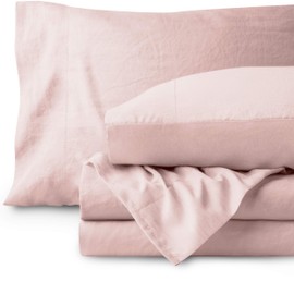 Bare Home Sandwashed Queen Sheet Set - Premium 1800 Ultra-Soft Microfiber Bed Sheets - Breathable Bedding - Hypoallergenic - Stain Resistant (Queen, Sandwashed Dusty Pink)