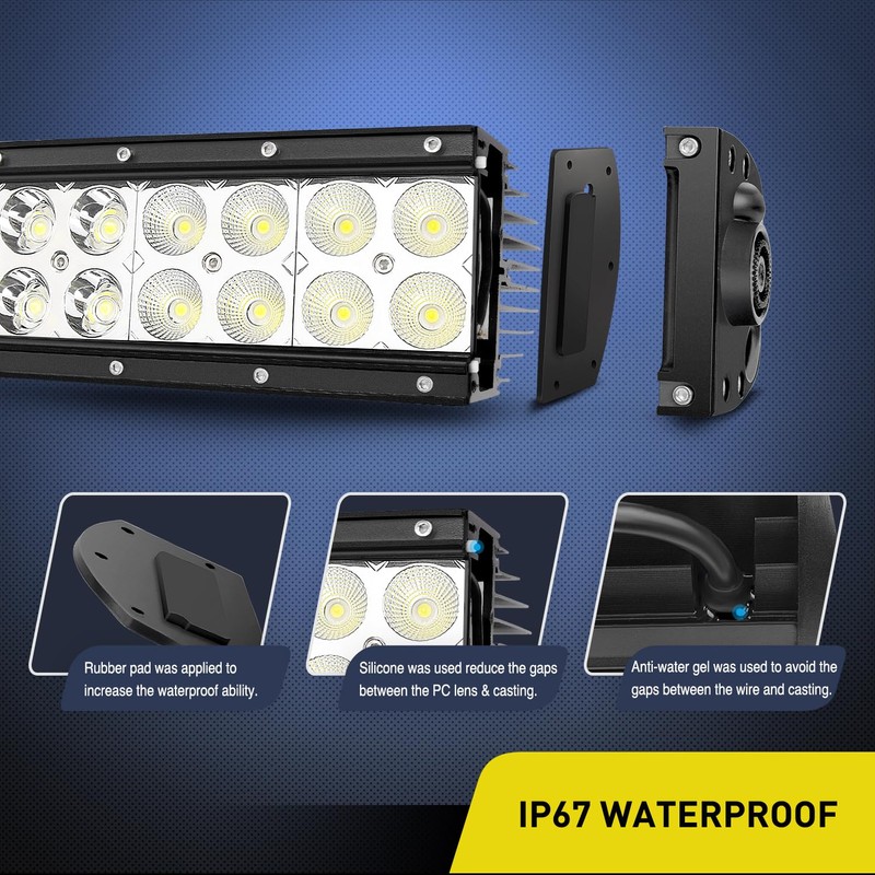 Nilight - 70015C-A LED Light Bar 22Inch 120W Curved Spot