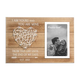 VILIGHT Gift for 2nd Wedding Anniversary Married 2021 - Couple's Picture Frame for Husband and Wife - I Am Yours est 2021-4x6 Photo