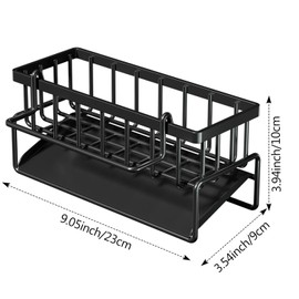 Kitchen Sink Caddy Organizer, XLYBSST Versatile Stainless Steels Sink Shelf Kitchen Sink Storage with Draining Tray and washcloth Rack (Black)