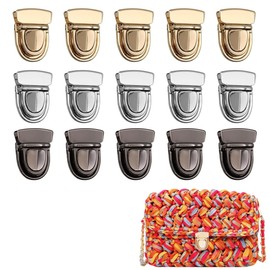 NHPY Pack of 15 Bag Fasteners for Crochet Bags, Bag Clasps, Purse Push Lock Set, Iron Bag Closure, Catch Tuck Lock for Leather Bag, Wallet, Purse, DIY Crafts