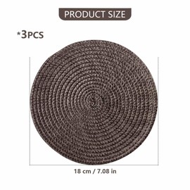 FitLit Round Woven Plcemts Placemats 18cm Dining Table Mats (Coffee)