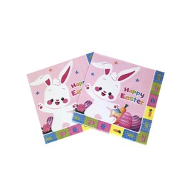 40pcs Easter Paper Napkins Cocktail Napkins Easter Bunny Disposable Beverage Napkins Rabbit Floral Luncheon Dinner Napkins for Spring Easter Party Supplies 6.5 In