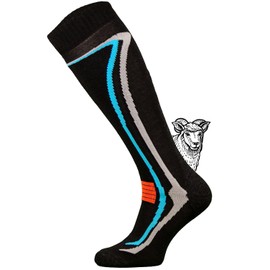 TODO Warm 50% Merino Ski Socks Men and Women's Ski Socks Thermoactive Breathable 1 or 2 Pairs Merino Wool Ski Socks 43-46, 39-42, 35-38, 1 pair: black