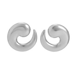 Spiral Earring for Women Minimalist Big Statement Punk Style Dangle Studs Geometric Round Swirl Chunky Vintage Stud Earrings Fashion Trendy Jewelry Valentine's Anniversary (Silver)