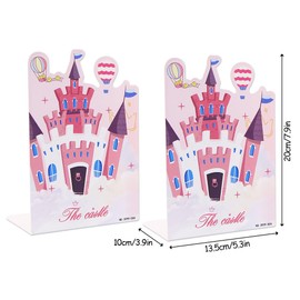 1 Pair Cute Pink Castle Metal Bookends,Cartoon Fairy Tales Nonskid Thickening Iron Book End Metal Bookends Desk Organizer Holder for Kid Girl Book Shelves Divider Library School Office Home Décor