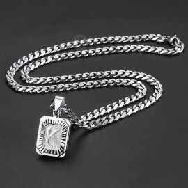 Sliver Color Initials Name Pendant Necklace Hiphop Punk Bold Rugged Masculine Alphabet Letter Charm Necklace for MenColor: Q-with 5mm 22inch