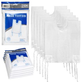 Quality Sweat Free Mesh Tzitzit Garment Certified Kosher Net Tzitzis Israel Imported (Size 18 Teen 6 Pack) By Zion Judaica