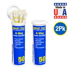 Poolmaster Smart Test 6-Way Swimming Pool and Spa Water Chemistry Test Strips, Made in The USA, 2 Pack,Blue